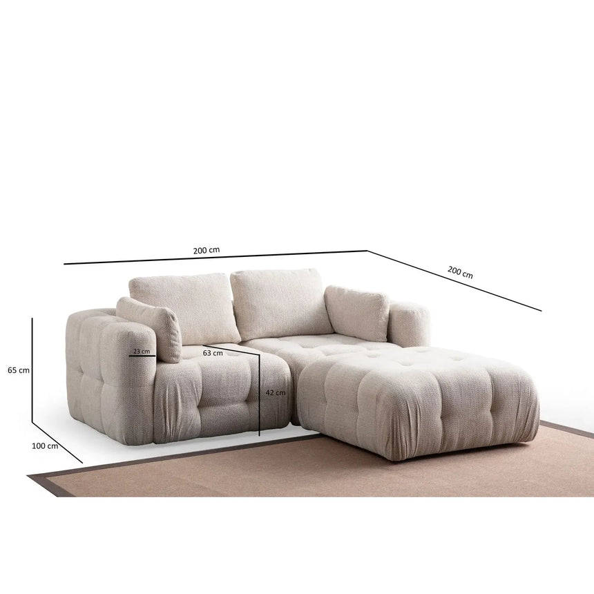 Amaris Ecksofa, Rechte Seite, 200x200 cm - ZEN ZONE Furniture