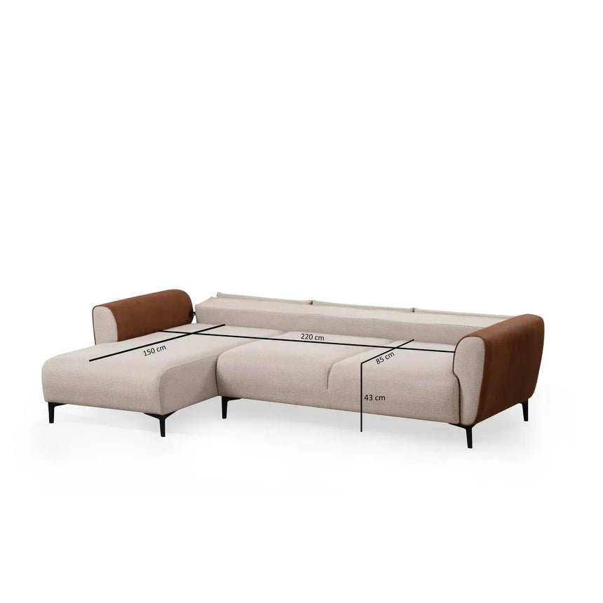 Aren Eckschlafsofa, Linke Seite, 260x150 cm - ZEN ZONE Furniture