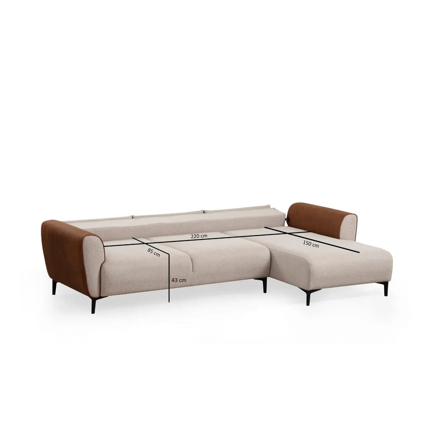 Aren Eckschlafsofa, Rechte Seite, 260x150 cm - ZEN ZONE Furniture