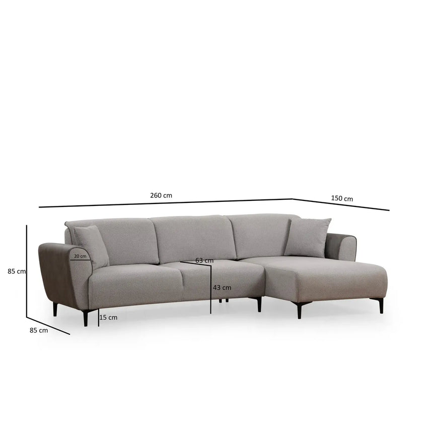 Aren Eckschlafsofa, Rechte Seite, 260x150 cm - ZEN ZONE Furniture