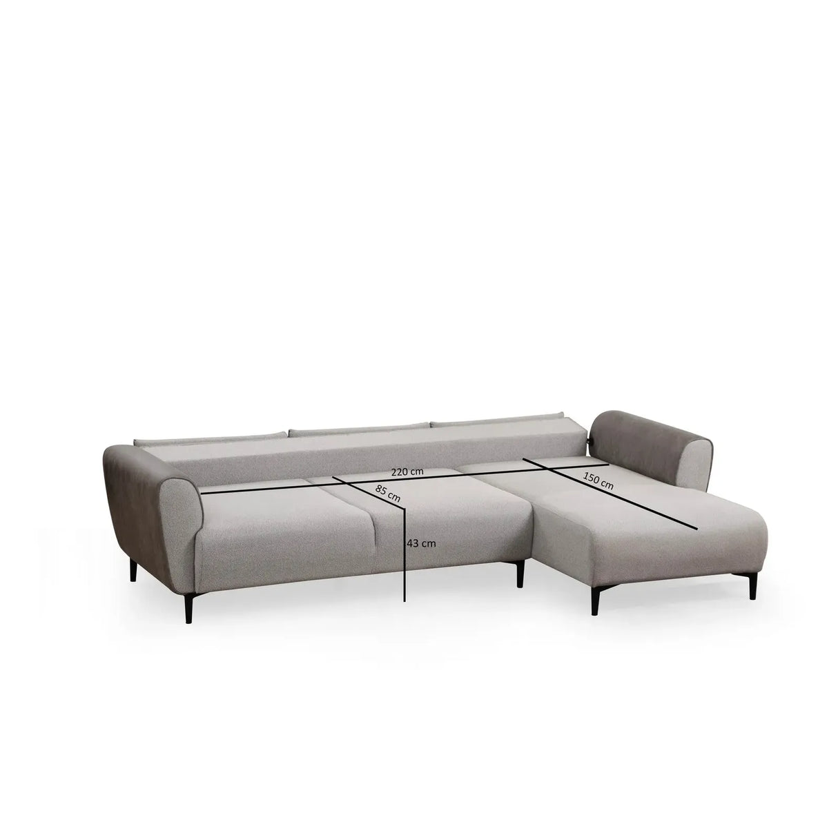 Aren Eckschlafsofa, Rechte Seite, 260x150 cm - ZEN ZONE Furniture