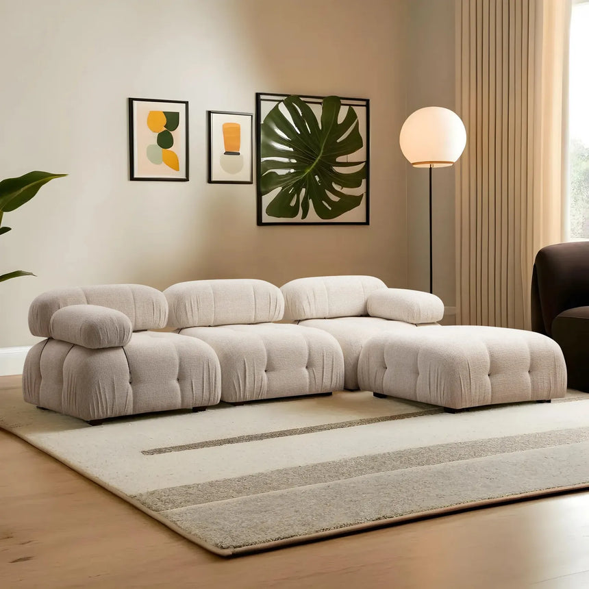 Bubble Ecksofa mit Pouf in Creme Bouclette, 288x190 cm von Atelier Del Sofa – Bild 2