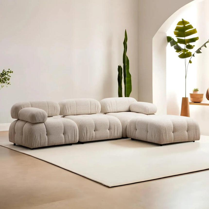 Bubble Ecksofa mit Pouf in Creme Bouclette, 288x190 cm von Atelier Del Sofa – Bild 3