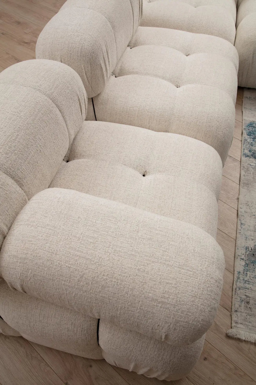 Bubble Ecksofa mit Pouf in Creme Bouclette, 288x190 cm von Atelier Del Sofa – Bild 4