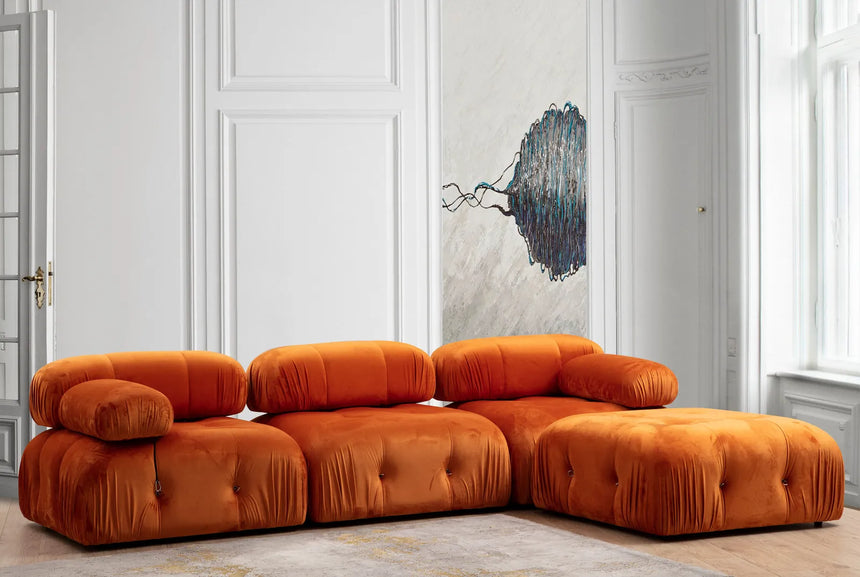 Bubble Ecksofa mit Pouf in Orange, 288x190 cm von Atelier Del Sofa – Bild 1