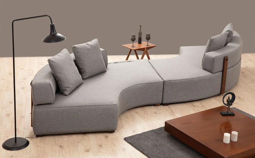 Gondol Ecksofa, Symmetrisch Gespiegelt, in Grau, 380x105 cm von Atelier Del Sofa – Bild 1