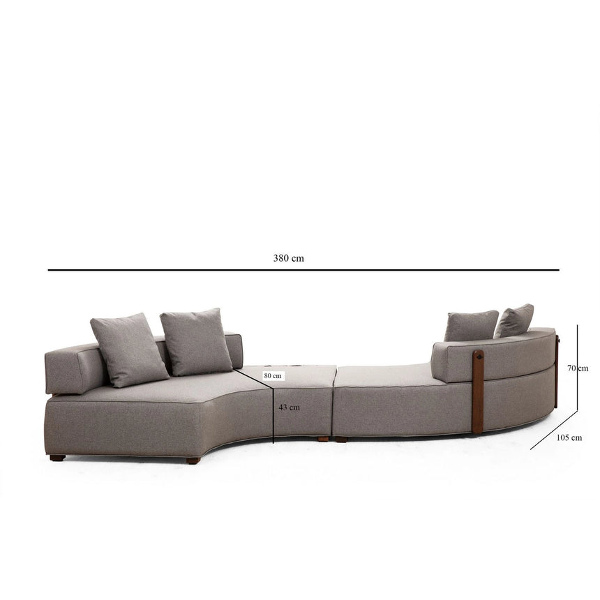 Gondol Ecksofa, Symmetrisch Gespiegelt, in Grau, 380x105 cm von Atelier Del Sofa – Bild 7