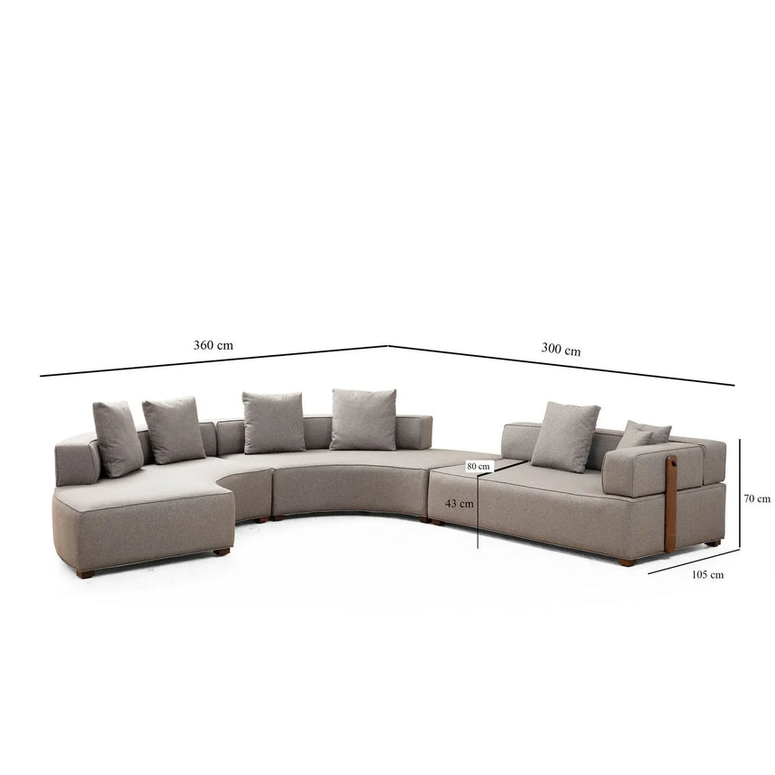 Gondol Panoramasofa in Grau, 360x300 cm - ZEN ZONE Furniture