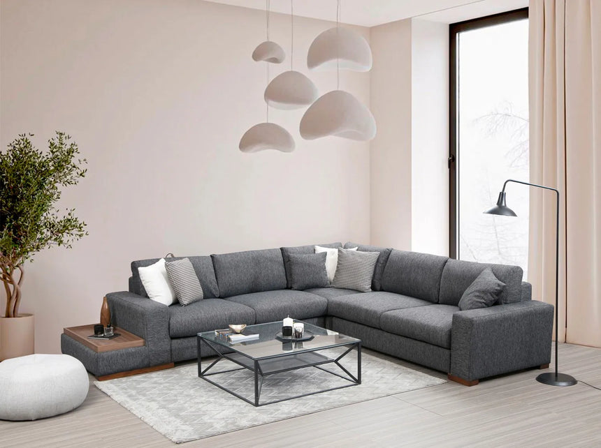 Loop Ecksofa, Kurze Seite Rechts, in Anthrazit, 323x282 cm von Atelier Del Sofa – Bild 1