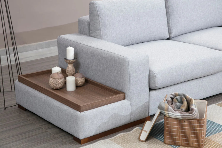 Loop Ecksofa, Kurze Seite Rechts, in Grau und Hellgrau, 308x246 cm von Atelier Del Sofa – Bild 4