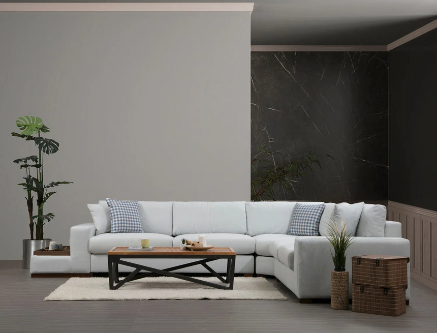 Loop Ecksofa, Kurze Seite Rechts, in Weiß, 363x282 cm von Atelier Del Sofa – Bild 1
