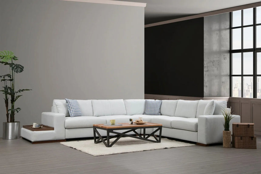 Loop Ecksofa, Kurze Seite Rechts, in Weiß, 363x282 cm von Atelier Del Sofa – Bild 2