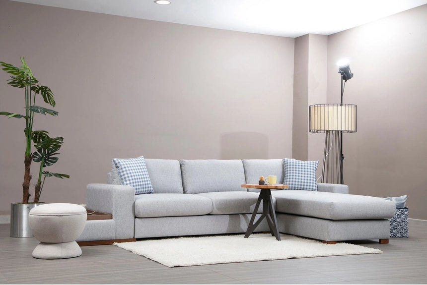 Loop Ecksofa, Rechte Seite, in Hellgrau, 322x194 cm von Atelier Del Sofa – Bild 3