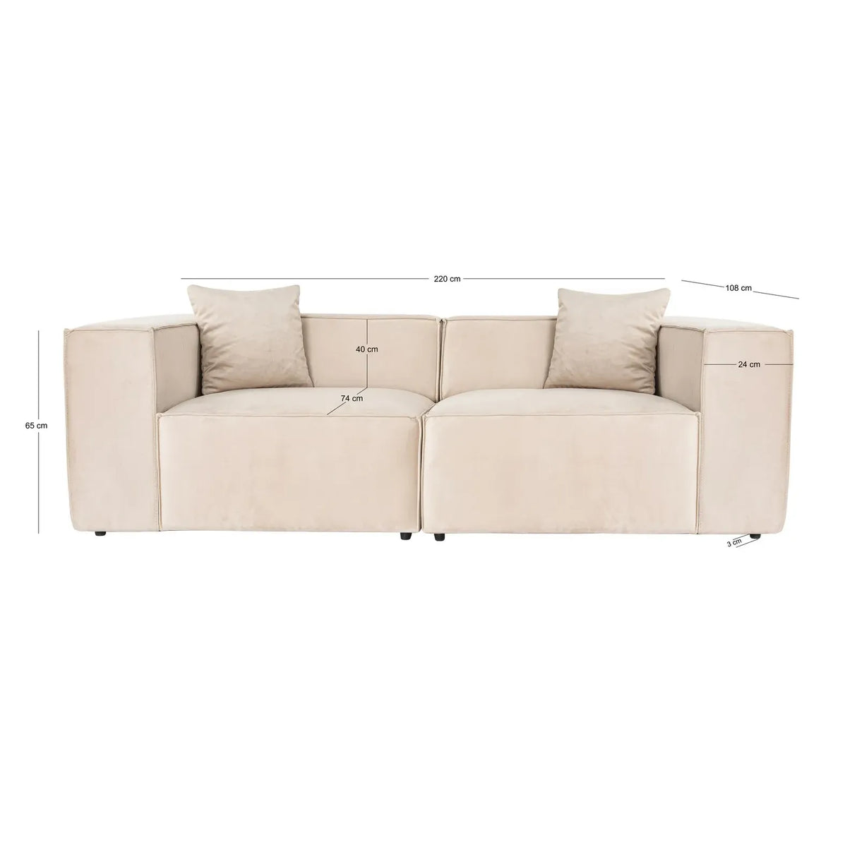 Lora 2-Sitzer Sofa in Mokka, 220x108 cm - ZEN ZONE Furniture
