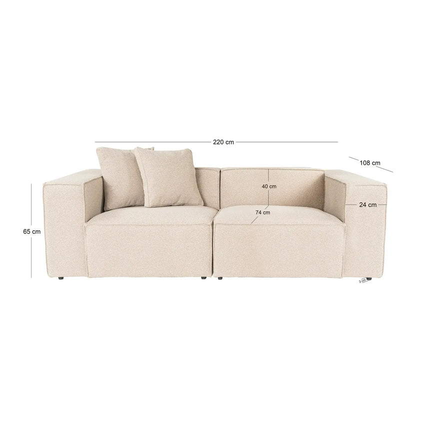 Lora 2-Sitzer Sofa in Mokka, 220x108 cm - ZEN ZONE Furniture