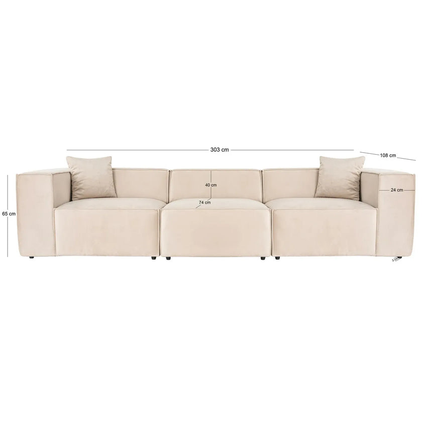 Lora 3-Sitzer Sofa, 303x108 cm - ZEN ZONE Furniture