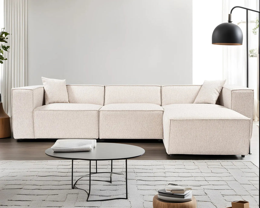 Lora Ecksofa aus Leinen, Rechte Seite, in Hellbraun, 303x193 cm von Atelier Del Sofa – Bild 1