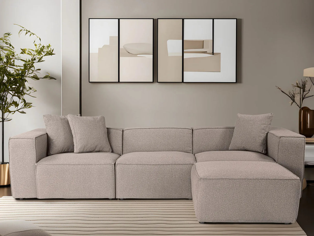 Lora Ecksofa aus Leinen, Rechte Seite, in Pfirsich, 303x193 cm von Atelier Del Sofa – Bild 1