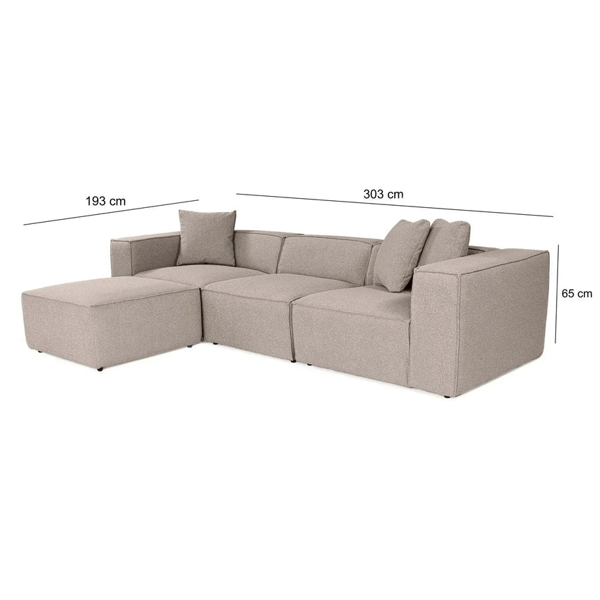 Lora Ecksofa aus Leinen, Rechte Seite, 303x193 cm - ZEN ZONE Furniture