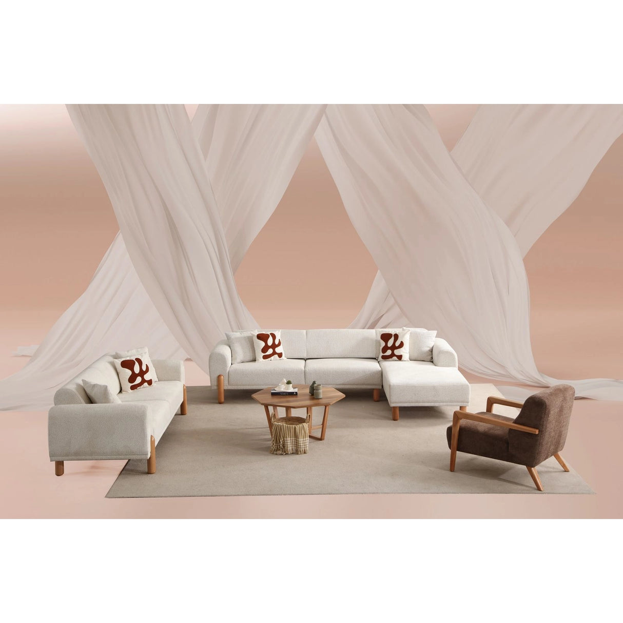 Lyke Eckschlafsofa, Rechte Seite, in Creme, 290x180 cm von Atelier Del Sofa – Bild 4
