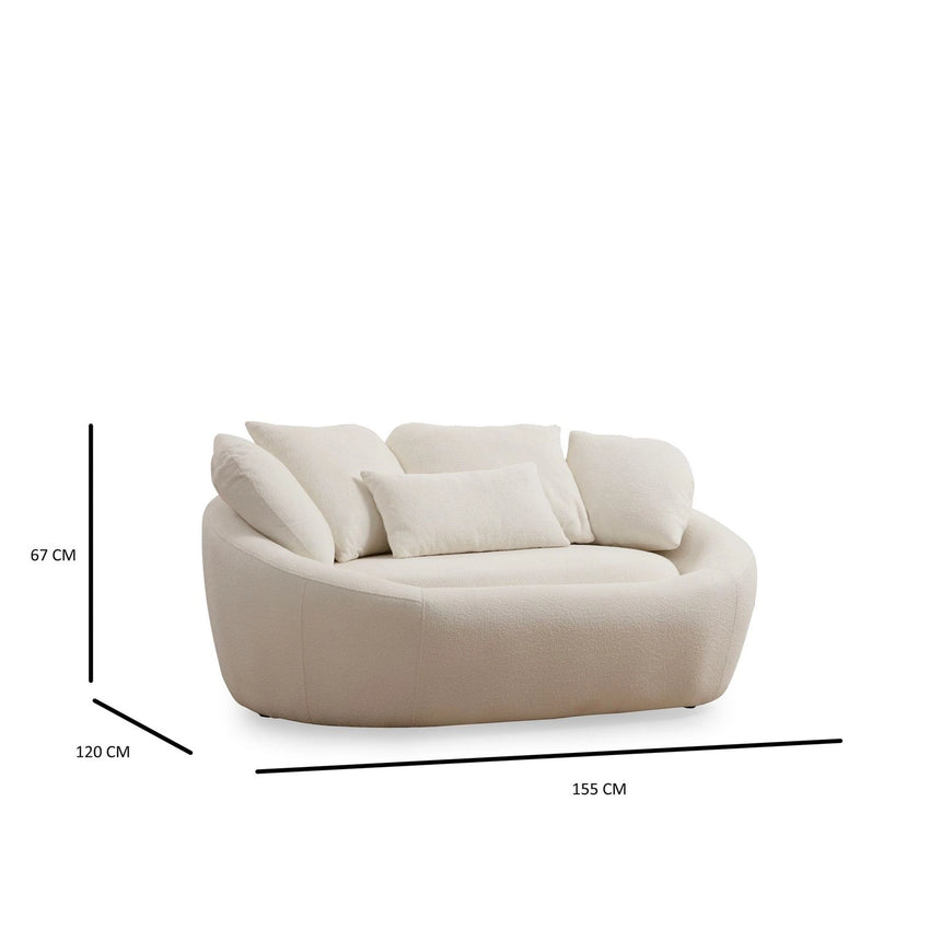 Midye 2-Sitzer Sofa in Creme, 155x120 cm von Atelier Del Sofa – Bild 5