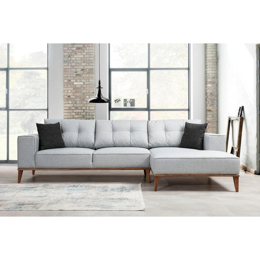 Montana Eckschlafsofa, Rechte Seite, in Hellgrau, 288x160 cm - ZEN ZONE Furniture