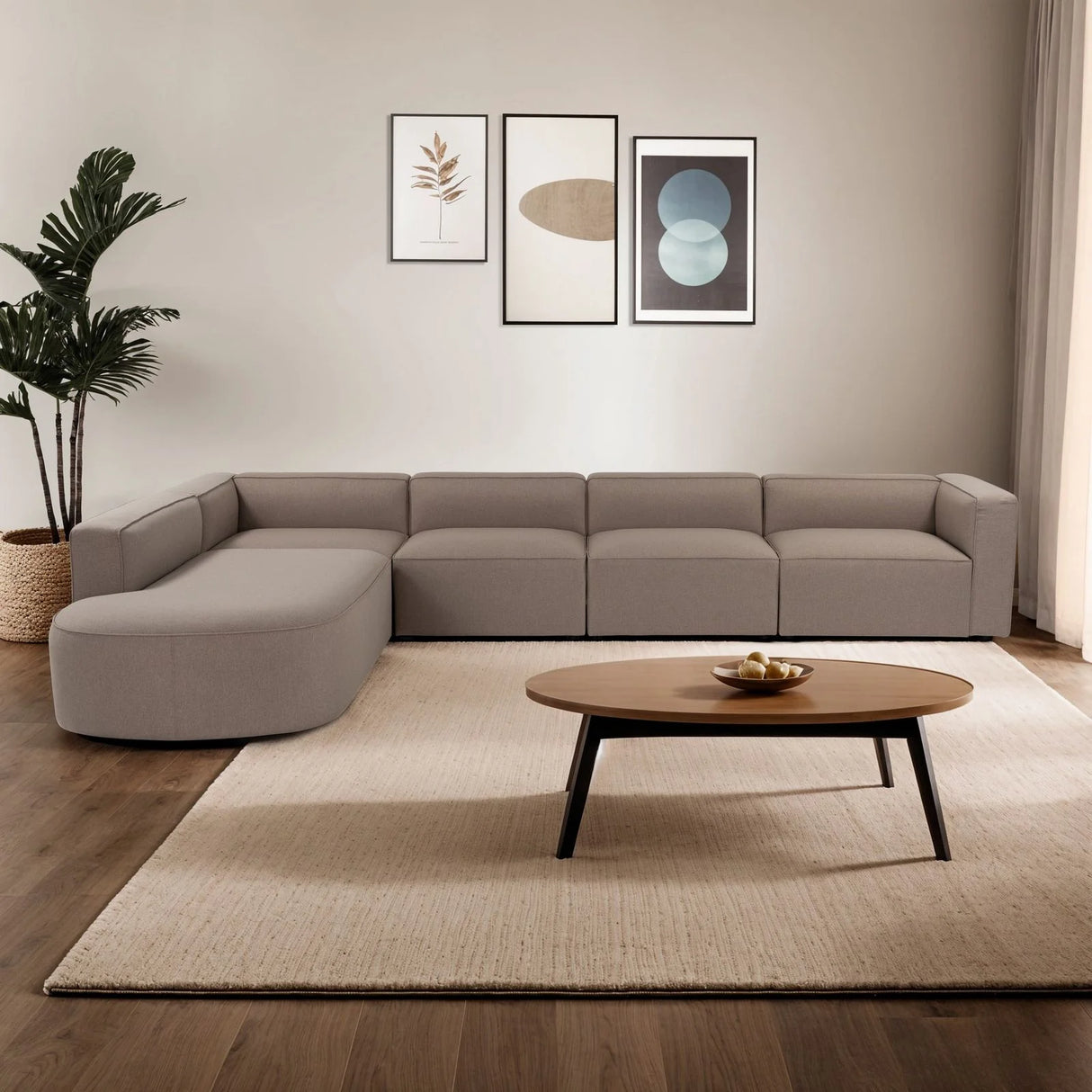 Mora Ecksofa, Linke Seite, in Hellbraun, 320x235 cm von Atelier Del Sofa – Bild 1