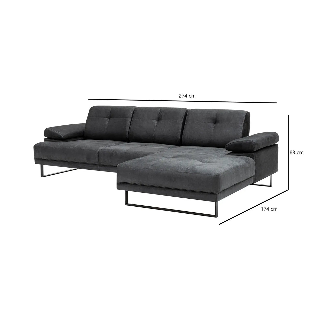 Mustang Ecksofa, Rechte Seite, 274x174 cm - ZEN ZONE Furniture