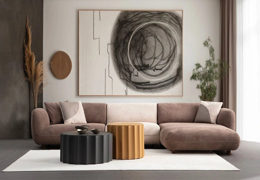 Pavia Ecksofa, Rechte Seite, in Creme und Braun, 345x170 cm von Atelier Del Sofa – Bild 1