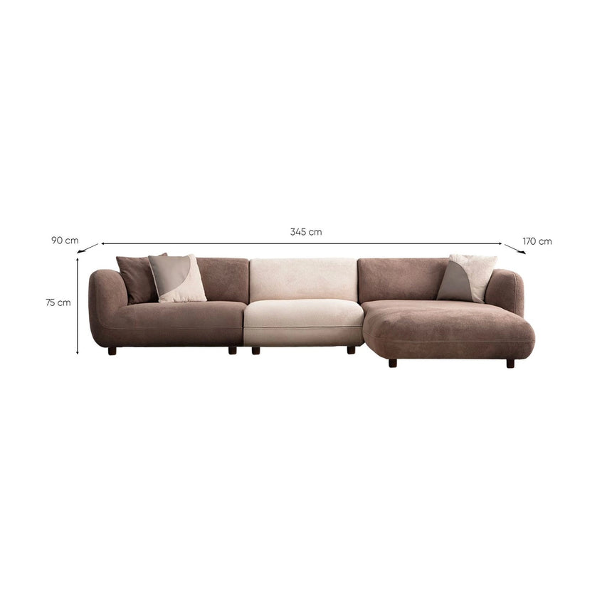 Pavia Ecksofa, Rechte Seite, in Creme und Braun, 345x170 cm von Atelier Del Sofa – Bild 11