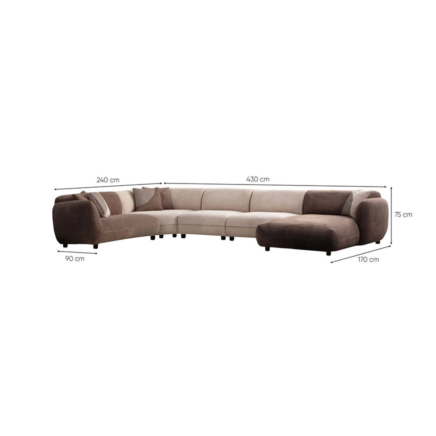 Pavia Panoramasofa in Creme und Braun, 430x240 cm von Atelier Del Sofa – Bild 15