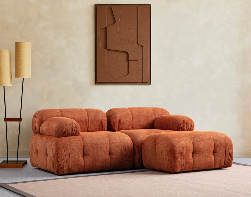 Petite 2 2-Sitzer Ecksofa, Rechte Seite, in Orange, 190x160 cm von Atelier Del Sofa – Bild 1