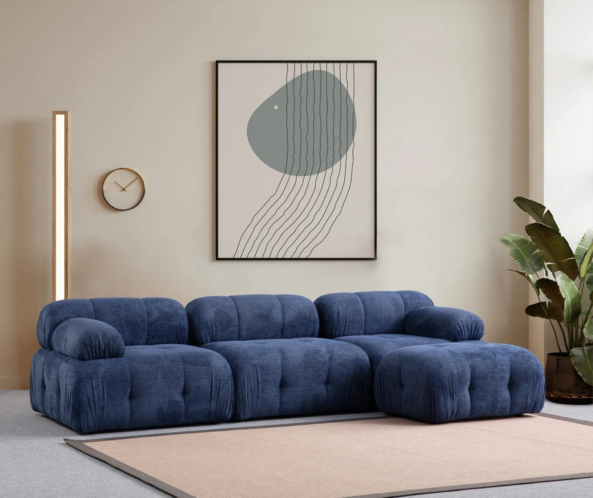 Petite 3 3-Sitzer, Rechte Seite, Ecksofa in Nachtblau, 290x160 cm von Atelier Del Sofa – Bild 1