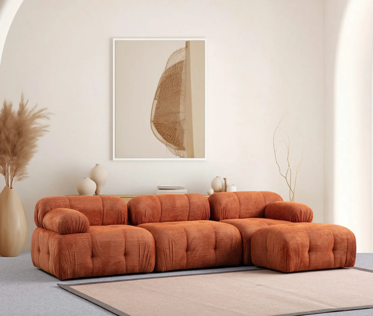 Petite 3 3-Sitzer, Rechte Seite, Ecksofa in Orange, 290x160 cm von Atelier Del Sofa – Bild 1