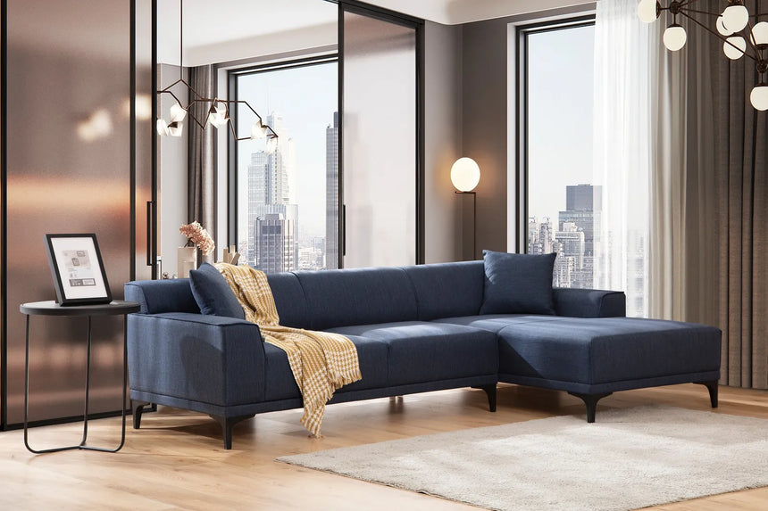 Petra Ecksofa, Rechte Seite, in Blau, 250x145 cm von Atelier Del Sofa – Bild 1