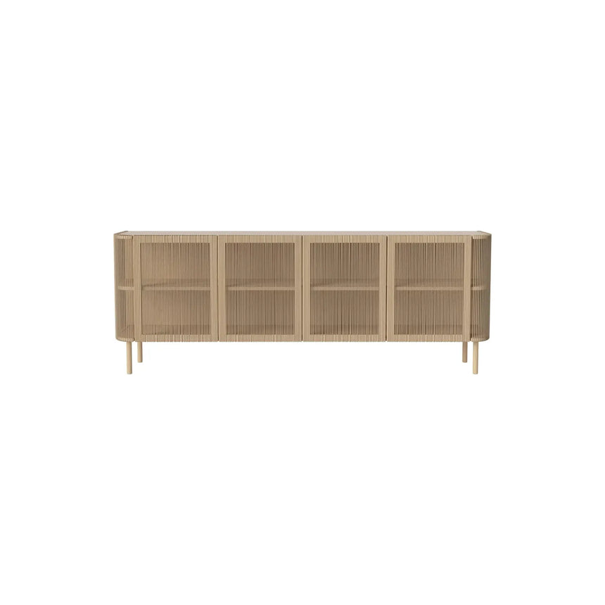 Sideboard Cord, en chêne huilé, avec placage en bois cannelé, 216 cm