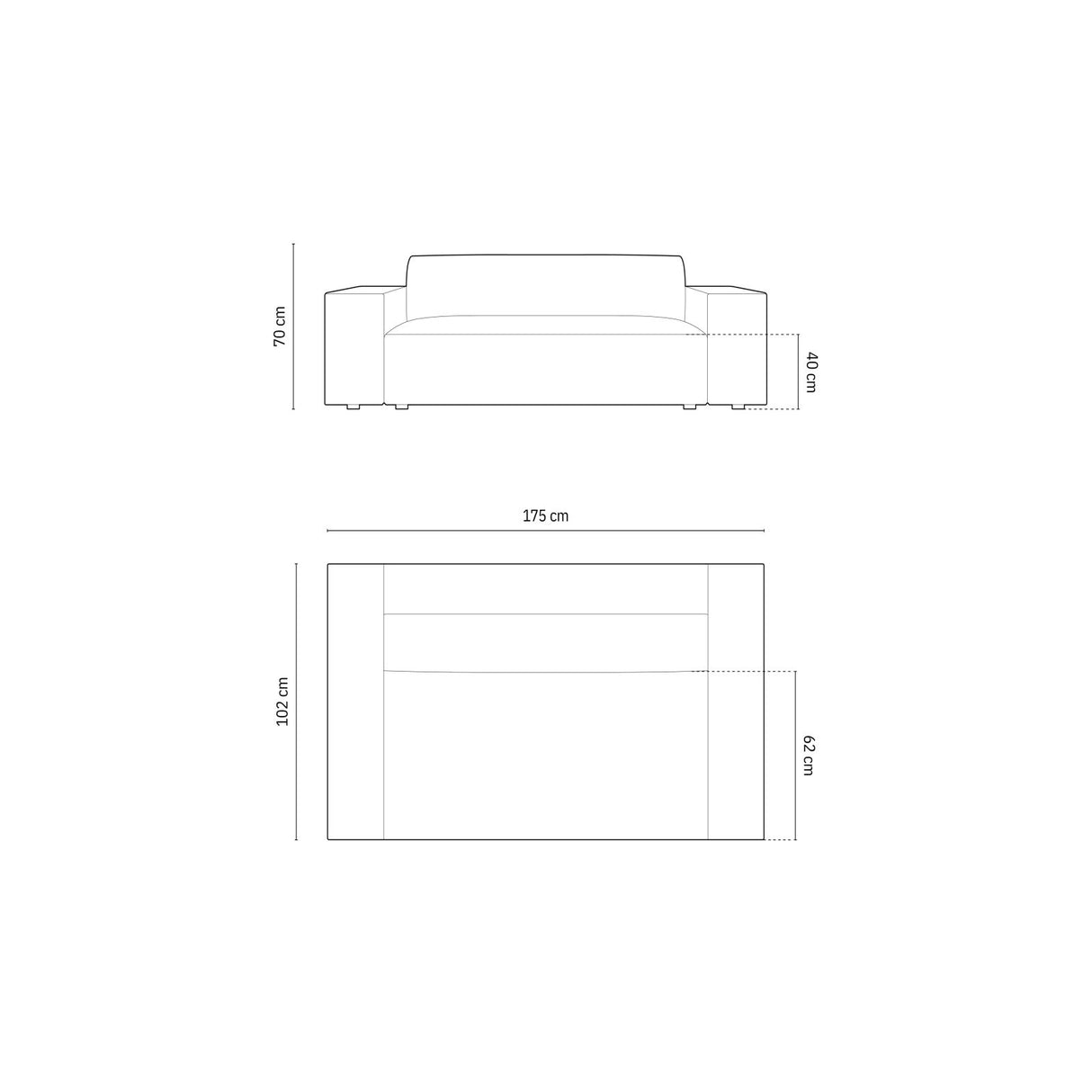 Arendal 2-Sitzer Sofa aus Samt in Ecru (Casino Sand), 180x102x70 cm von Cosmopolitan Design – Bild 2