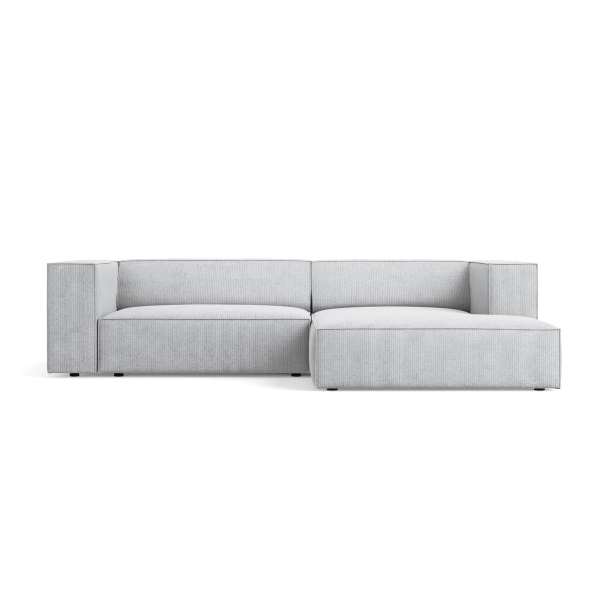 Arendal 3-Sitzer Ecksofa, Rechte Seite, aus Chenille mit Cordoptik in Hellgrau (Brave Me 2), 224x166x70 cm von Cosmopolitan Design – Bild 1