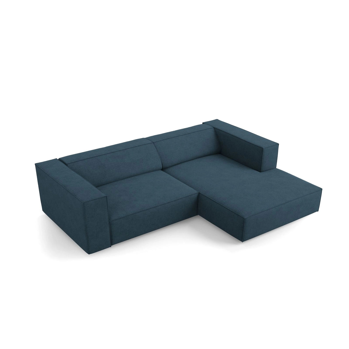 Arendal 3-Sitzer Ecksofa, Rechte Seite, aus Chenille mit Cordoptik in Marineblau (Brave Me 9), 224x166x70 cm von Cosmopolitan Design – Bild 5