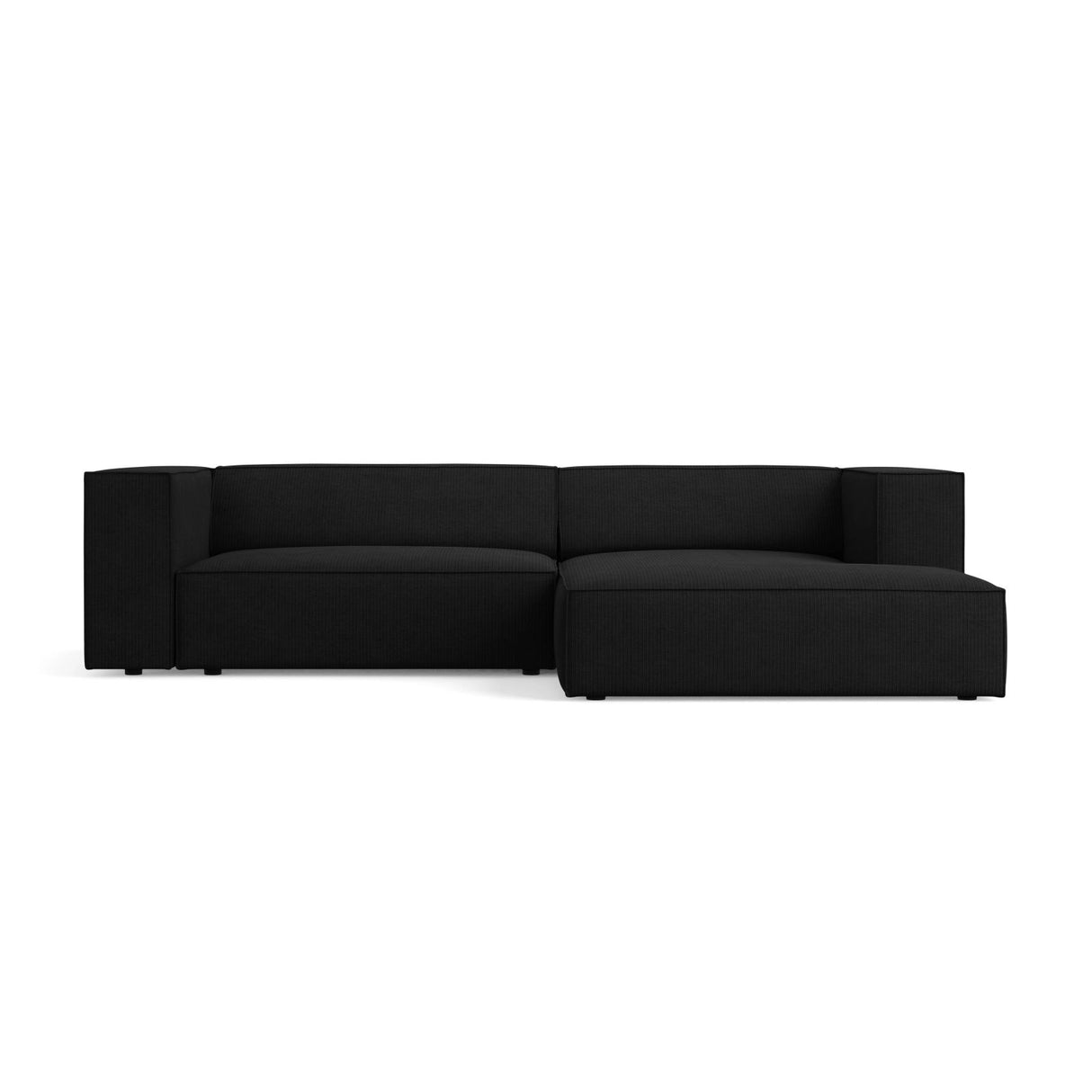 Arendal 3-Sitzer Ecksofa, Rechte Seite, aus Chenille mit Cordoptik in Schwarz (Brave Me 6), 224x166x70 cm von Cosmopolitan Design – Bild 1