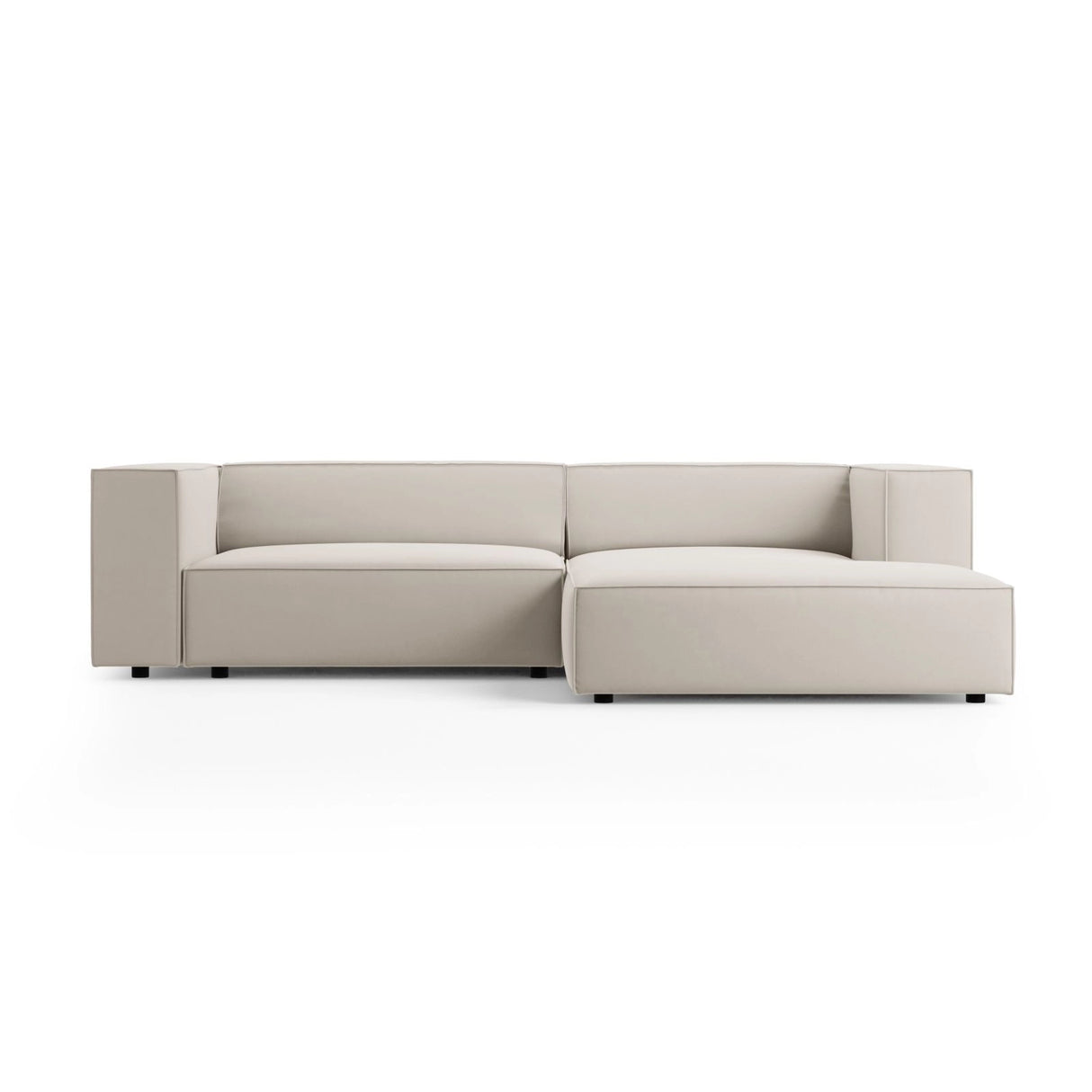 Arendal 3-Sitzer Ecksofa, Rechte Seite, aus Samt in Ecru (Casino Sand), 224x166x70 cm von Cosmopolitan Design – Bild 1