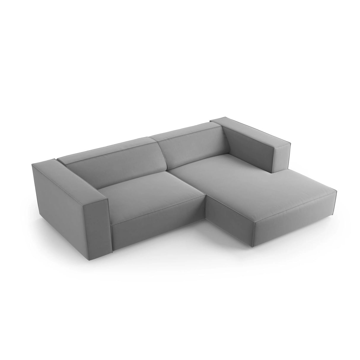 Arendal 3-Sitzer Ecksofa, Rechte Seite, aus Samt in Hellgrau (Casino Ash), 224x166x70 cm von Cosmopolitan Design – Bild 5