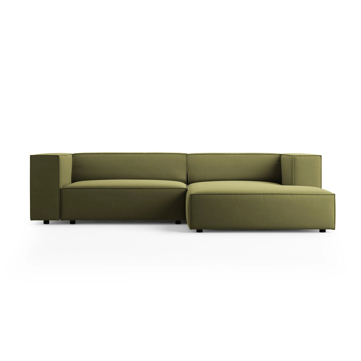 Arendal 3-Sitzer Ecksofa, Rechte Seite, aus Samt in Hellgrün (Casino Forest), 224x166x70 cm von Cosmopolitan Design – Bild 1