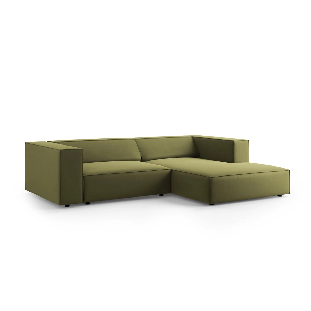 Arendal 3-Sitzer Ecksofa, Rechte Seite, aus Samt in Hellgrün (Casino Forest), 224x166x70 cm von Cosmopolitan Design – Bild 3