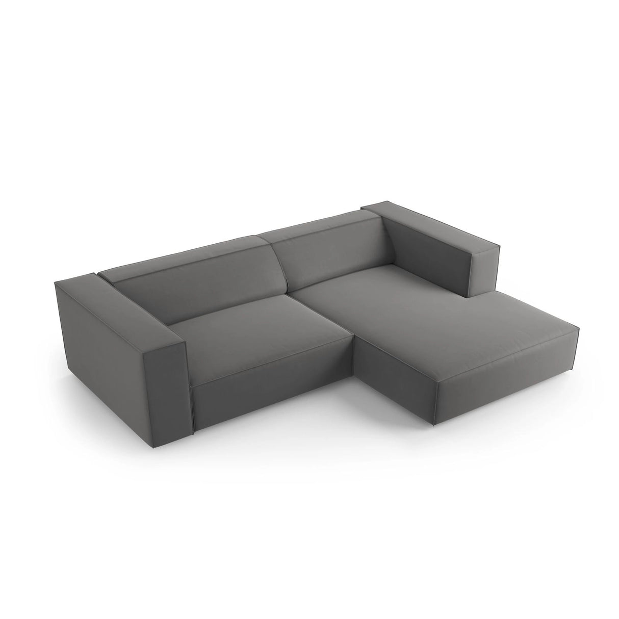 Arendal 3-Sitzer Ecksofa, Rechte Seite, aus Samt in Warmes Grau (Casino Anthracite), 224x166x70 cm von Cosmopolitan Design – Bild 5