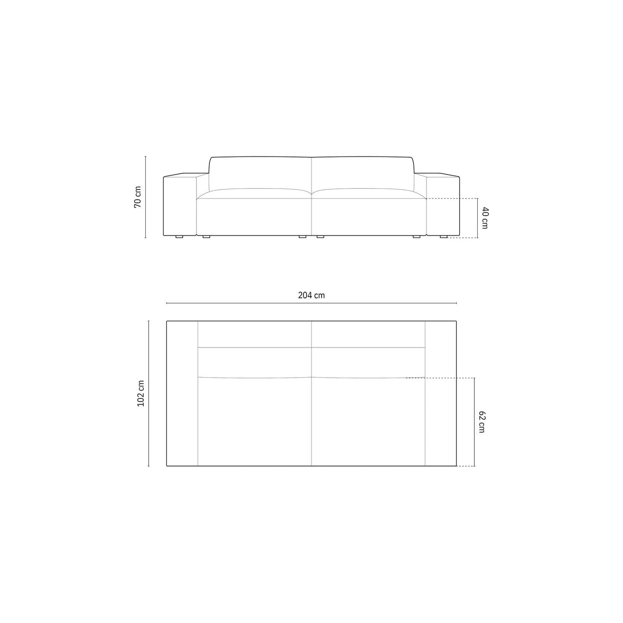 Arendal 3-Sitzer Sofa aus Chenille mit Cordoptik in Rubin (Brave Me 8), 204x102x70 cm von Cosmopolitan Design – Bild 2