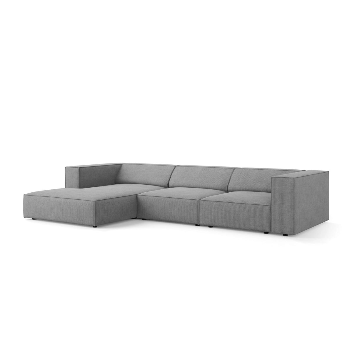 Arendal 4-Sitzer Ecksofa, Linke Seite, aus Chenille mit Cordoptik in Dunkelgrau (Brave Me 3), 284x166x70 cm von Cosmopolitan Design – Bild 3