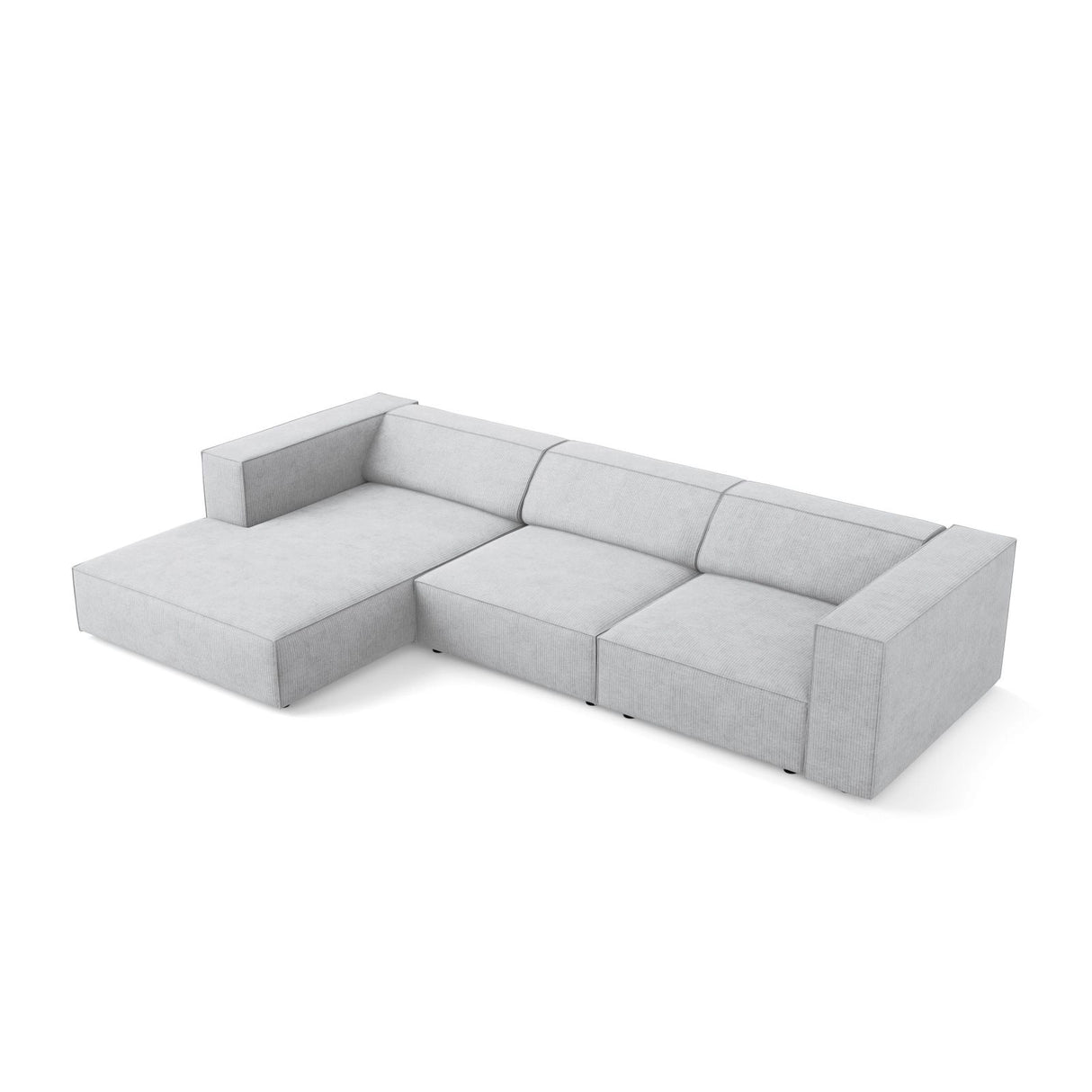 Arendal 4-Sitzer Ecksofa, Linke Seite, aus Chenille mit Cordoptik in Hellgrau (Brave Me 2), 284x166x70 cm von Cosmopolitan Design – Bild 5