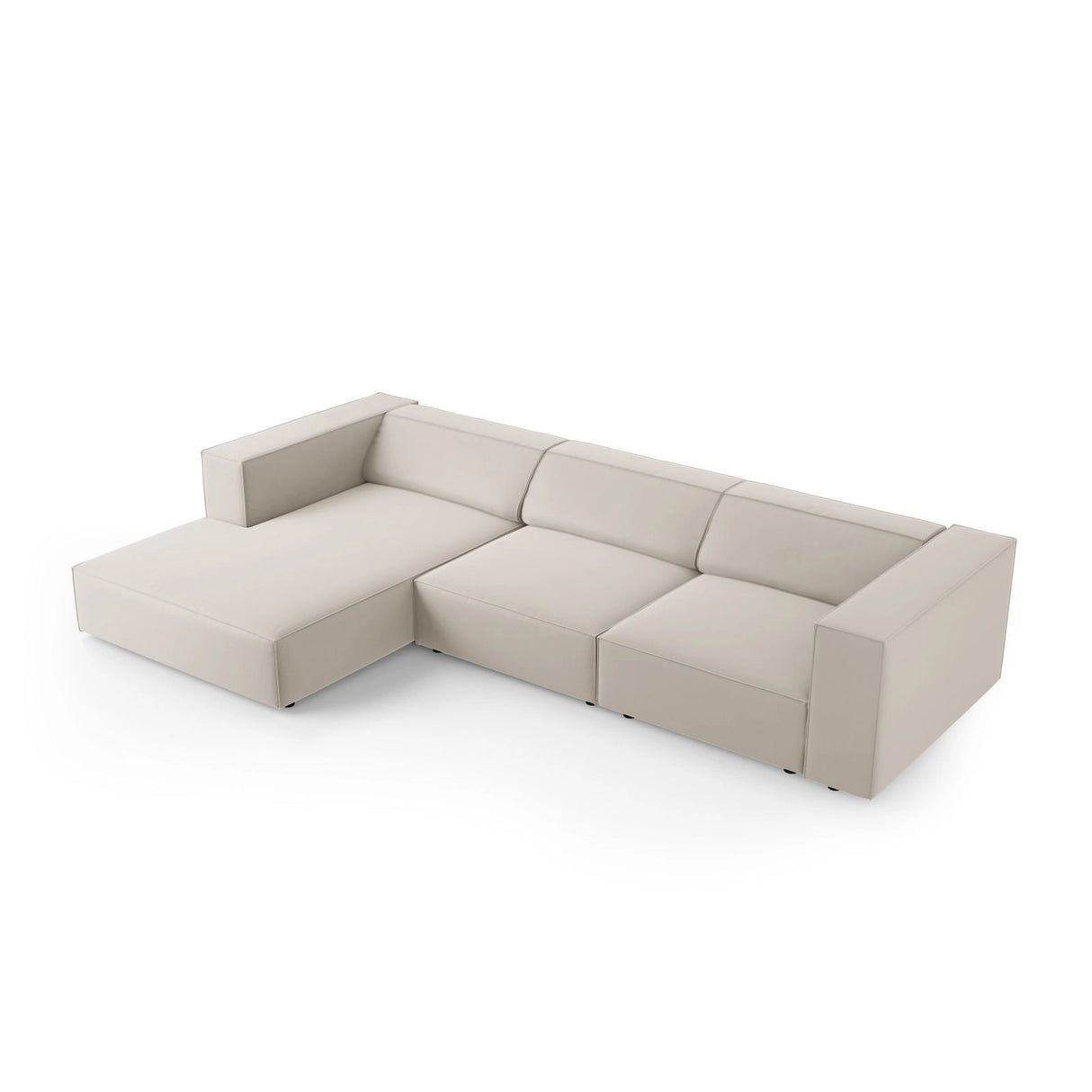Arendal 4-Sitzer Ecksofa, Linke Seite, aus Samt in Ecru (Casino Sand), 284x166x70 cm von Cosmopolitan Design – Bild 5