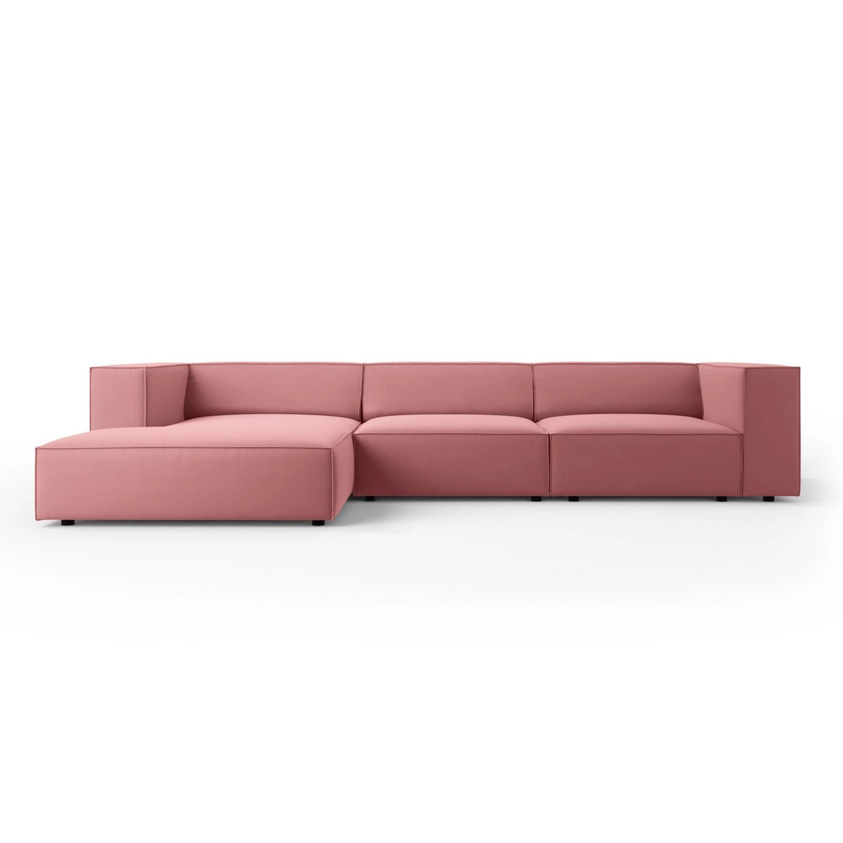 Arendal 4-Sitzer Ecksofa, Linke Seite, aus Samt in Flamingo (Casino Salmon), 284x166x70 cm von Cosmopolitan Design – Bild 1